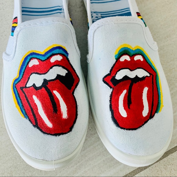 Shoes - Hand painted tongue slip ons